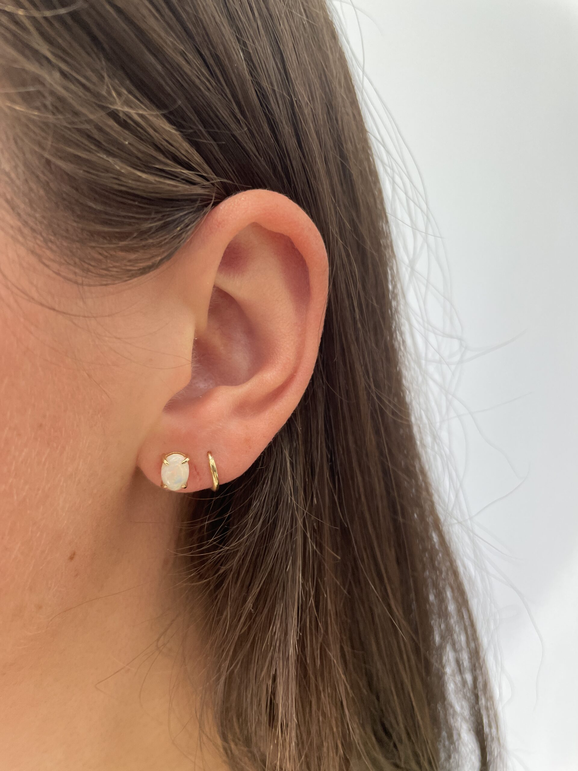 Yellow Gold Opal Earrings