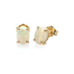 Yellow Gold Opal Earrings