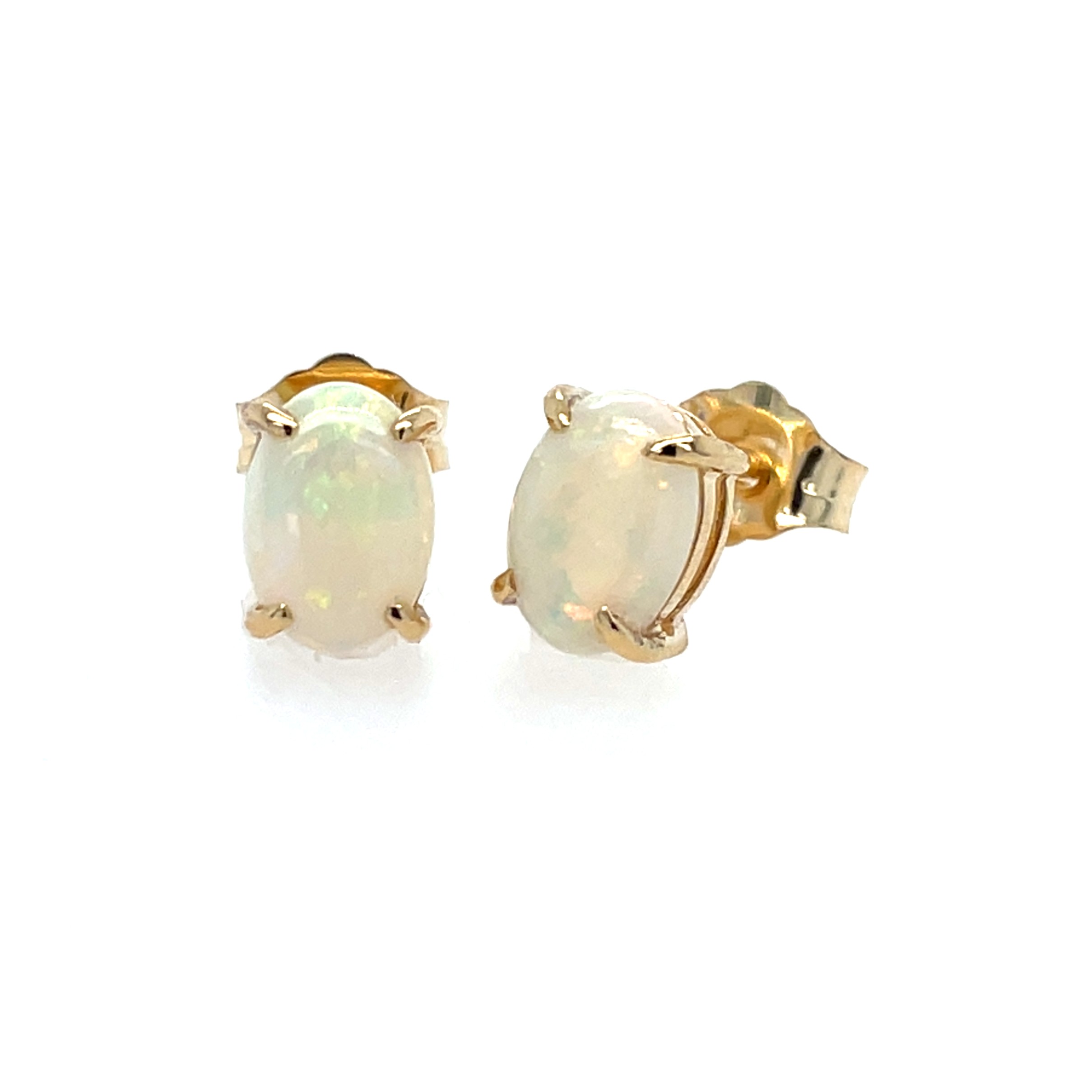 Yellow Gold Opal Earrings