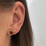 Yellow Gold Bezel-Set Garnet Earrings