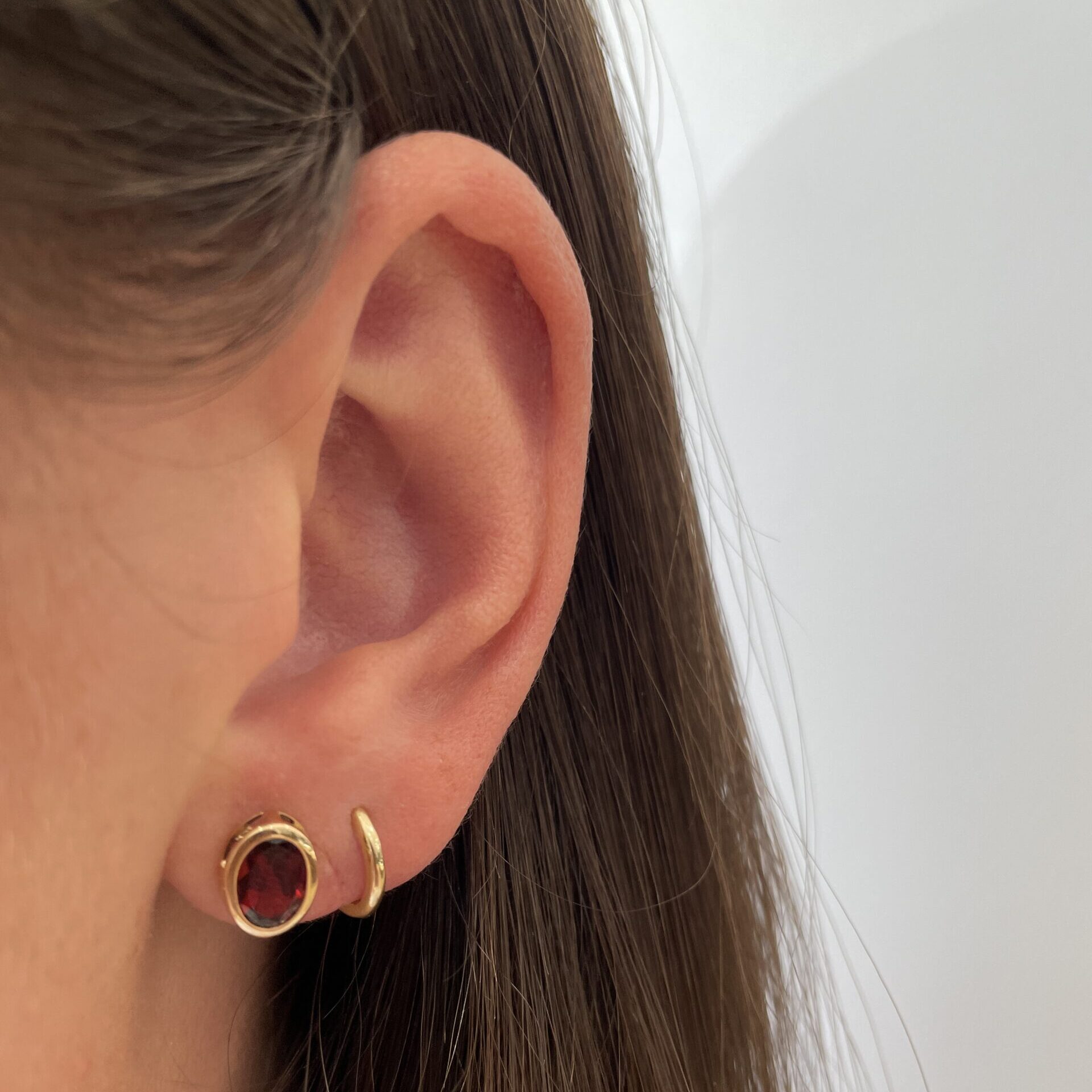 Yellow Gold Bezel-Set Garnet Earrings
