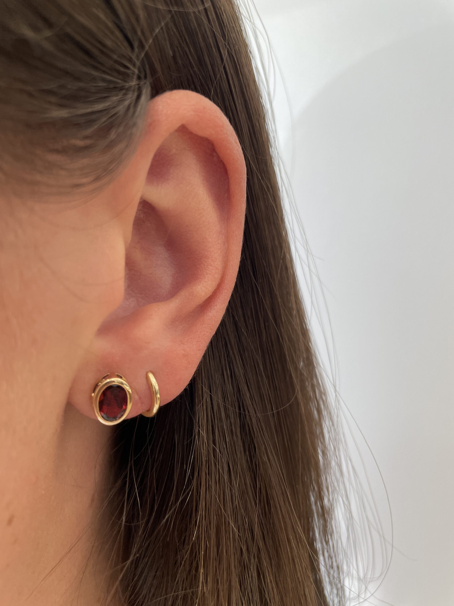 Yellow Gold Bezel-Set Garnet Earrings