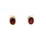 Yellow Gold Bezel-Set Garnet Earrings