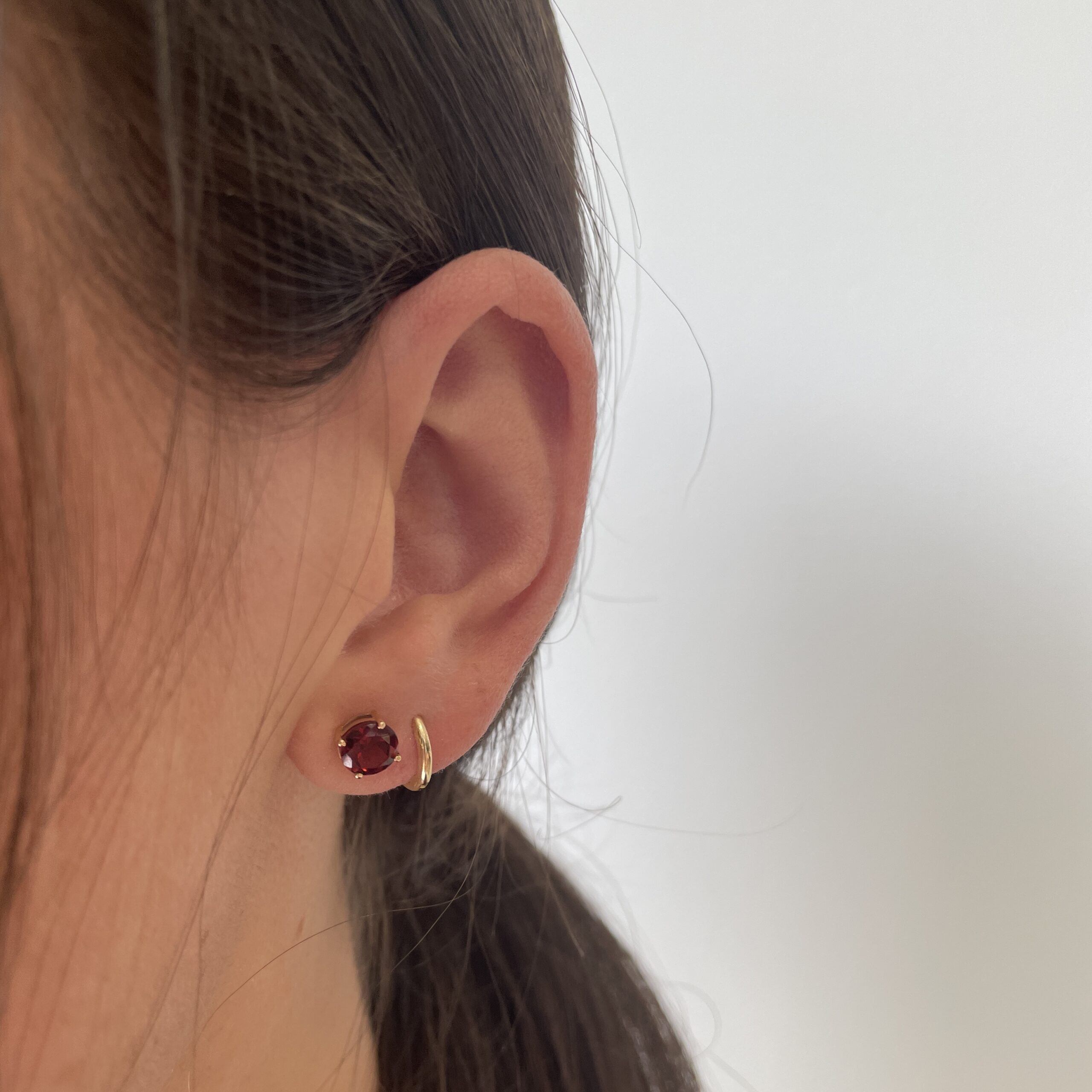Yellow Gold Garnet Stud Earrings