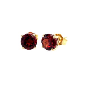 Yellow Gold Garnet Stud Earrings