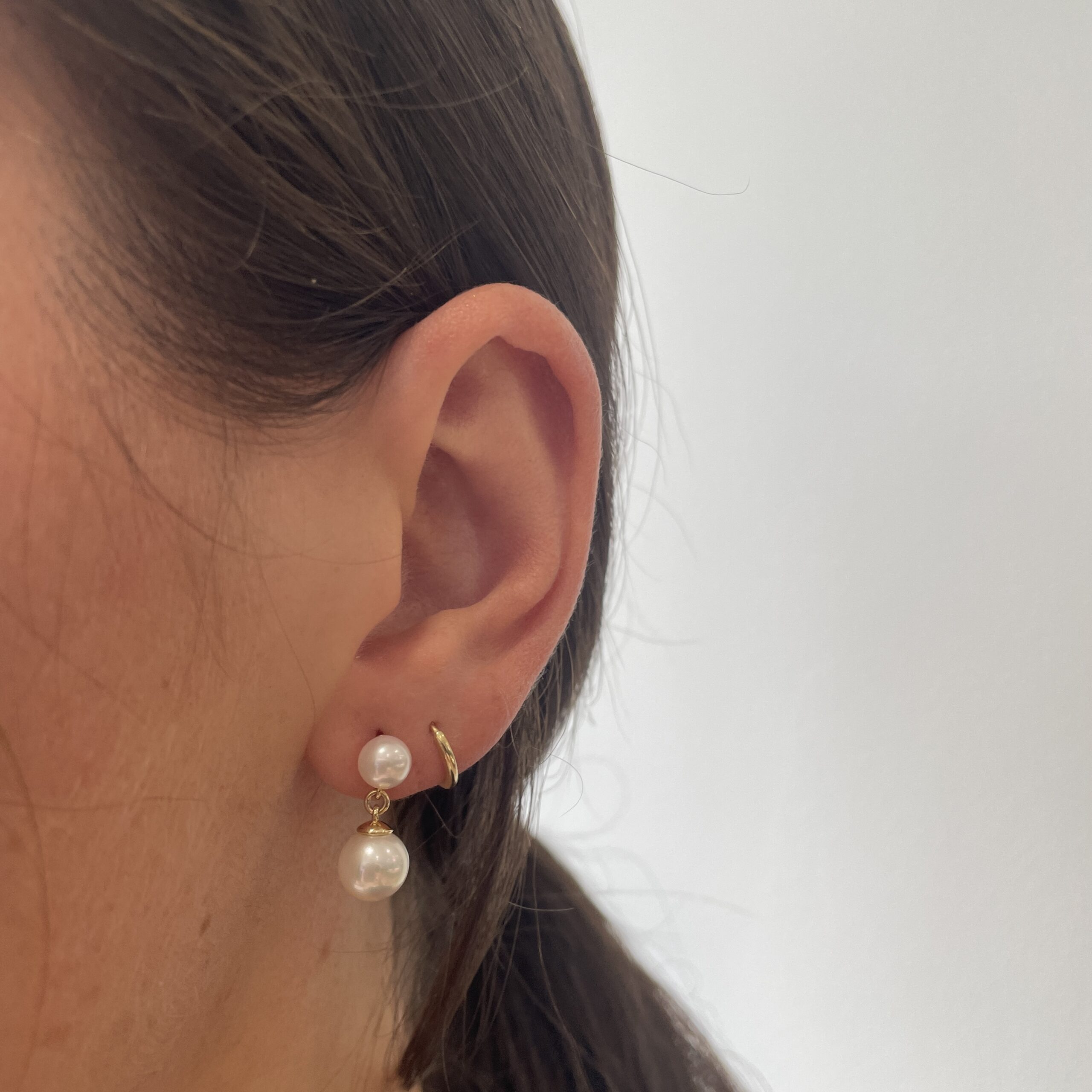 Yellow Gold Freshwater Pearl Drop Earrings