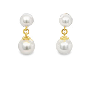 Yellow Gold Freshwater Pearl Drop Earrings