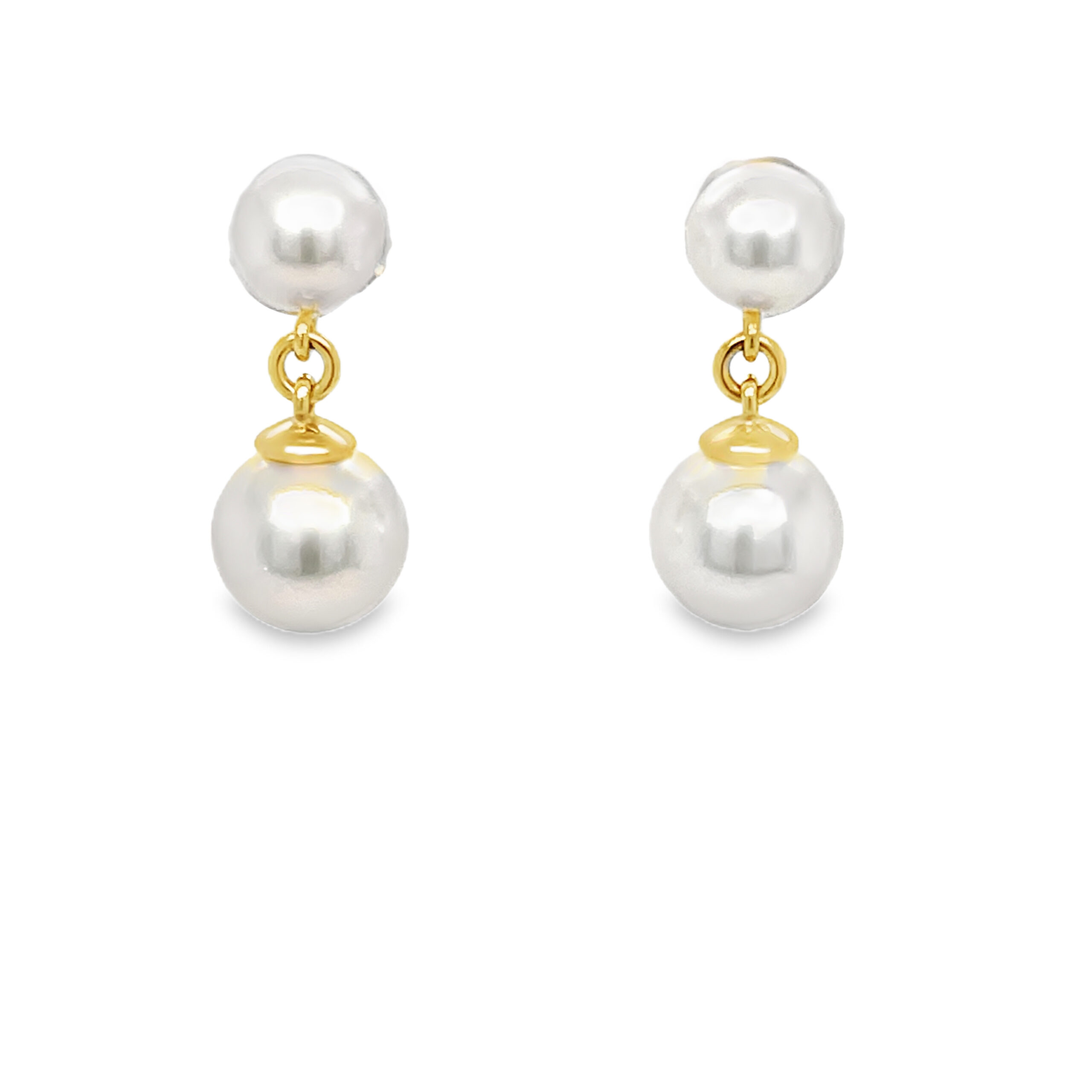 Yellow Gold Freshwater Pearl Drop Earrings