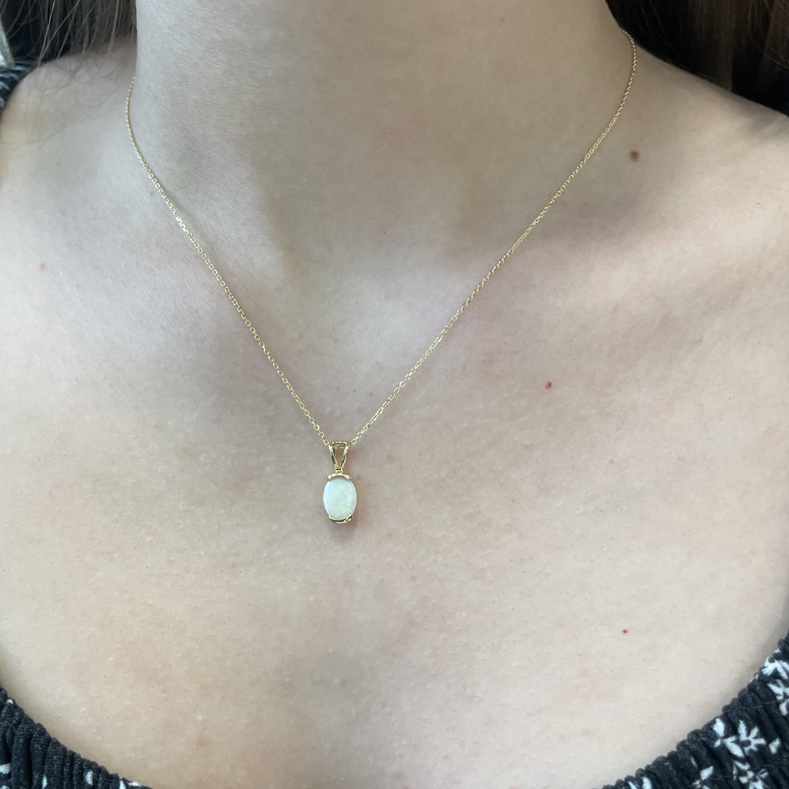 Yellow Gold Opal Pendant Necklace