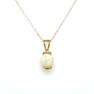 Yellow Gold Opal Pendant Necklace