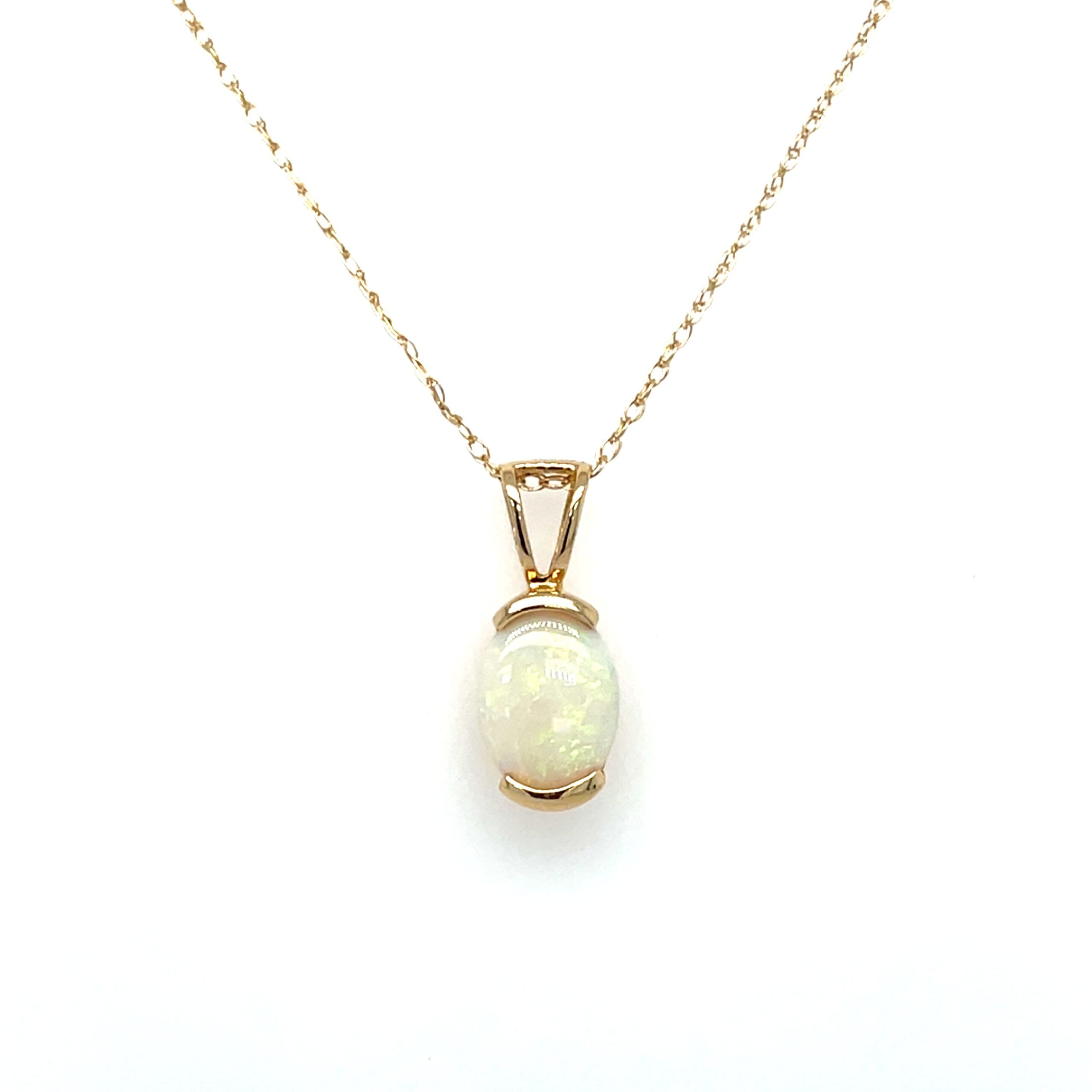 Yellow Gold Opal Pendant Necklace