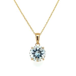 Yellow Gold Aquamarine Pendant Necklace