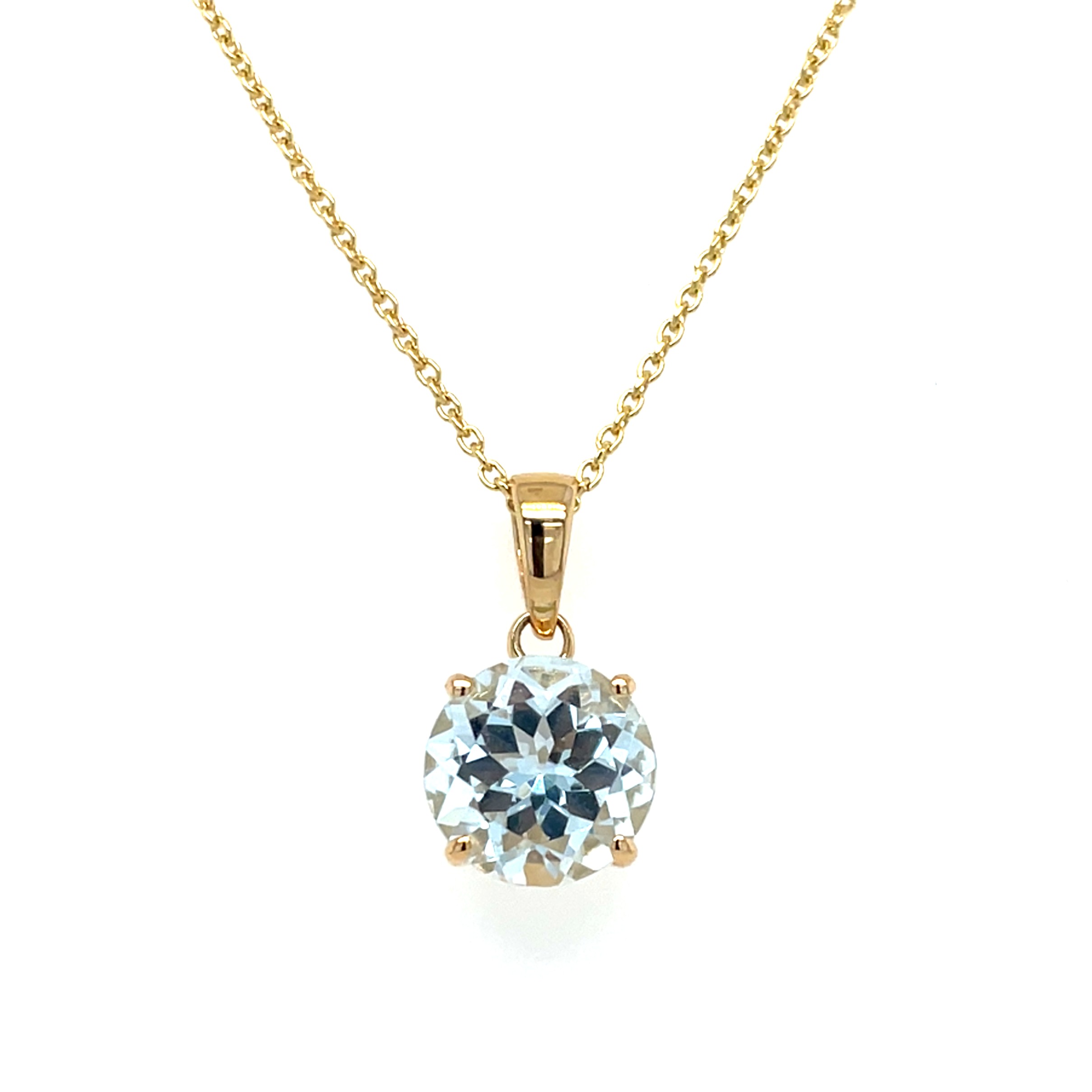 Yellow Gold Aquamarine Pendant Necklace
