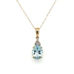 Yellow Gold Aquamarine Pendant Necklace with Diamonds