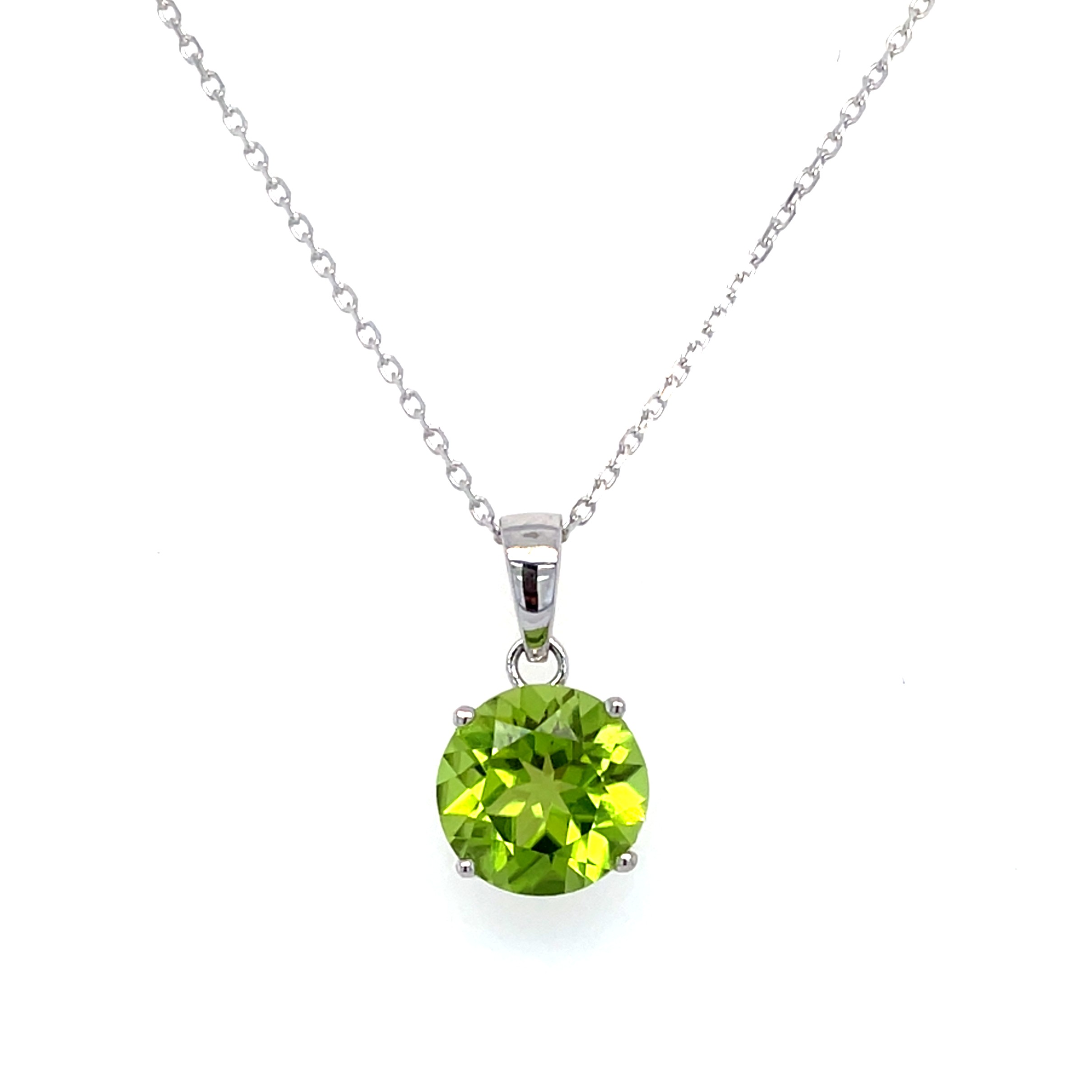 White Gold Peridot Pendant Necklace