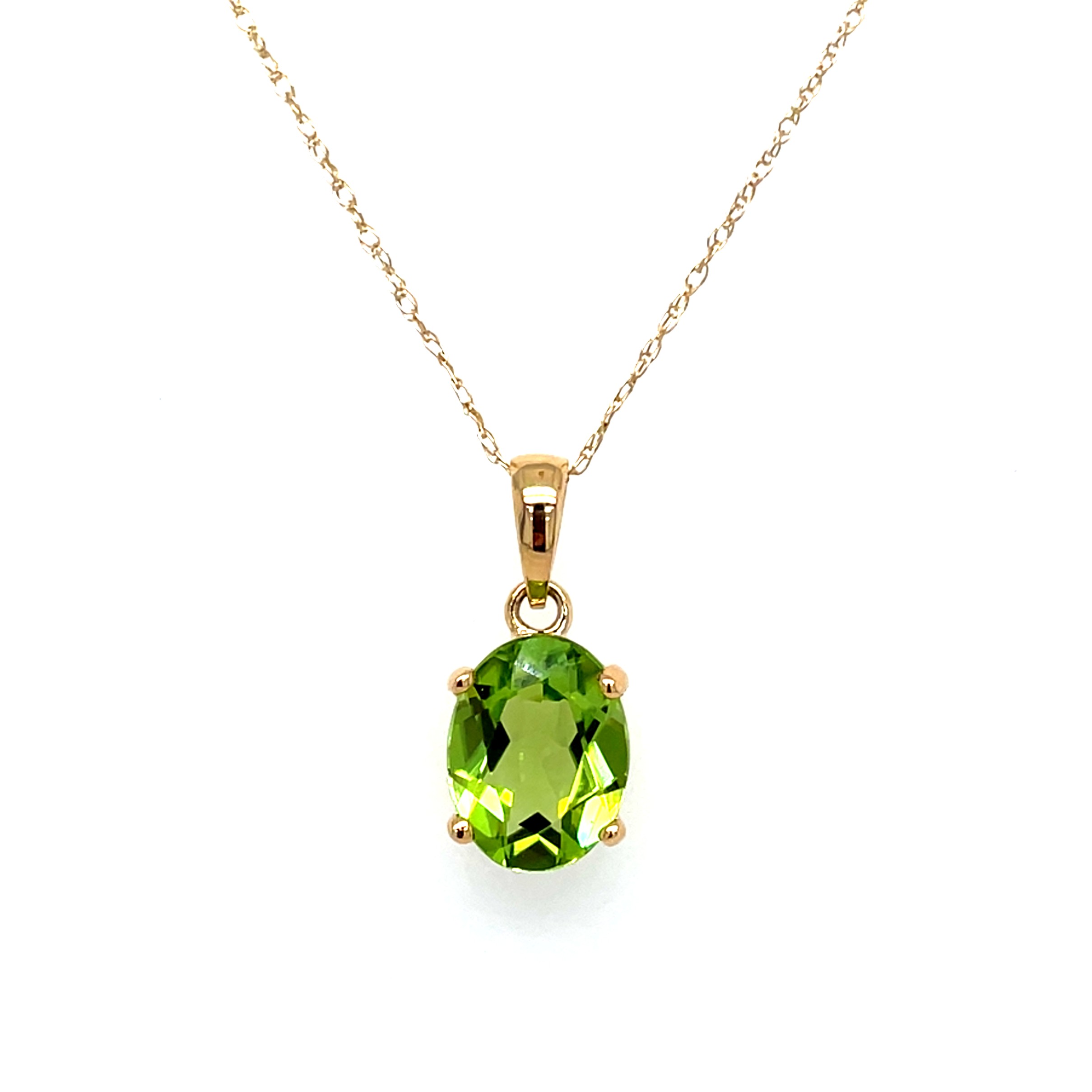 Yellow Gold Peridot Pendant Necklace
