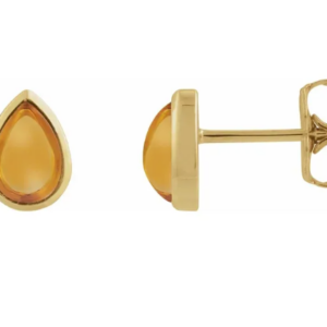 Yellow Gold Citrine Cabochon Earrings