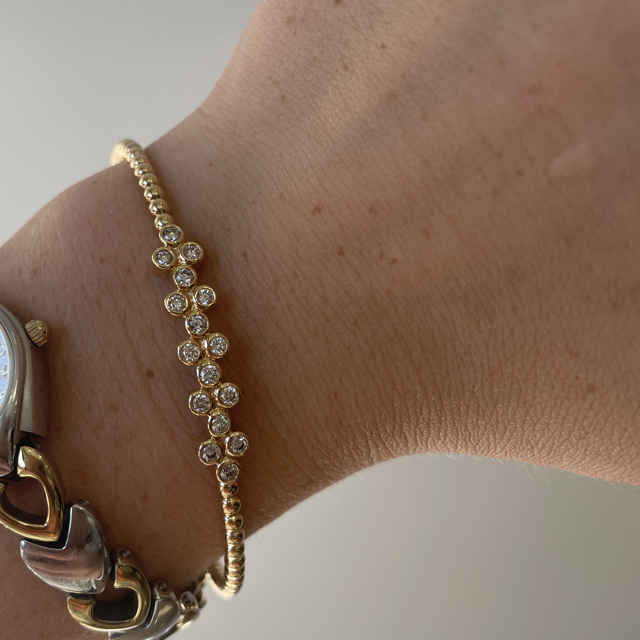 Yellow Gold Bangle Bracelet with Diamonds