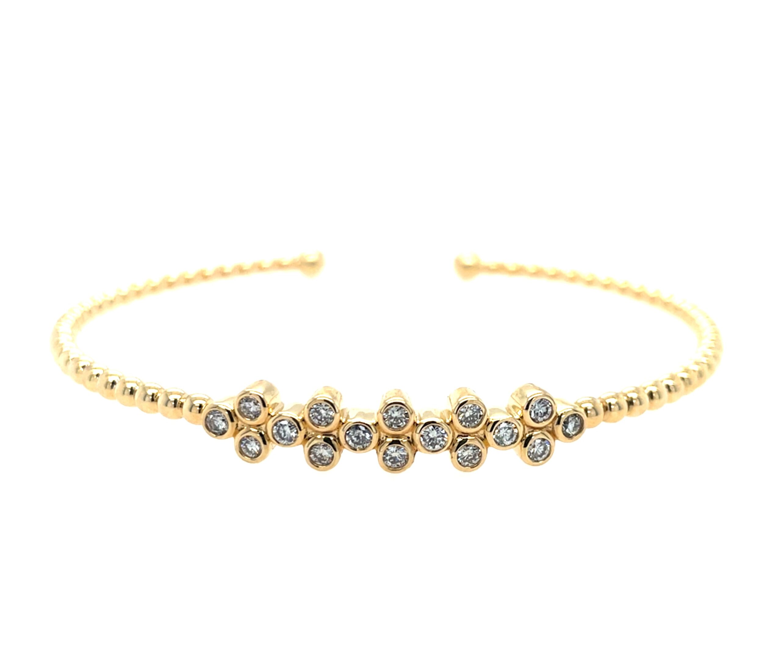 Yellow Gold Bangle Bracelet with Diamonds