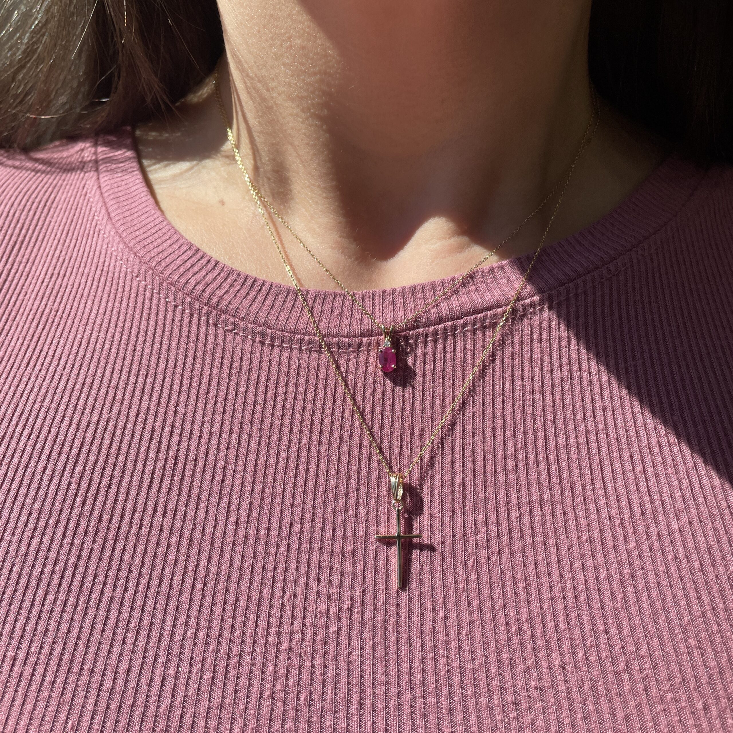 Yellow Gold Polished Cross Necklace