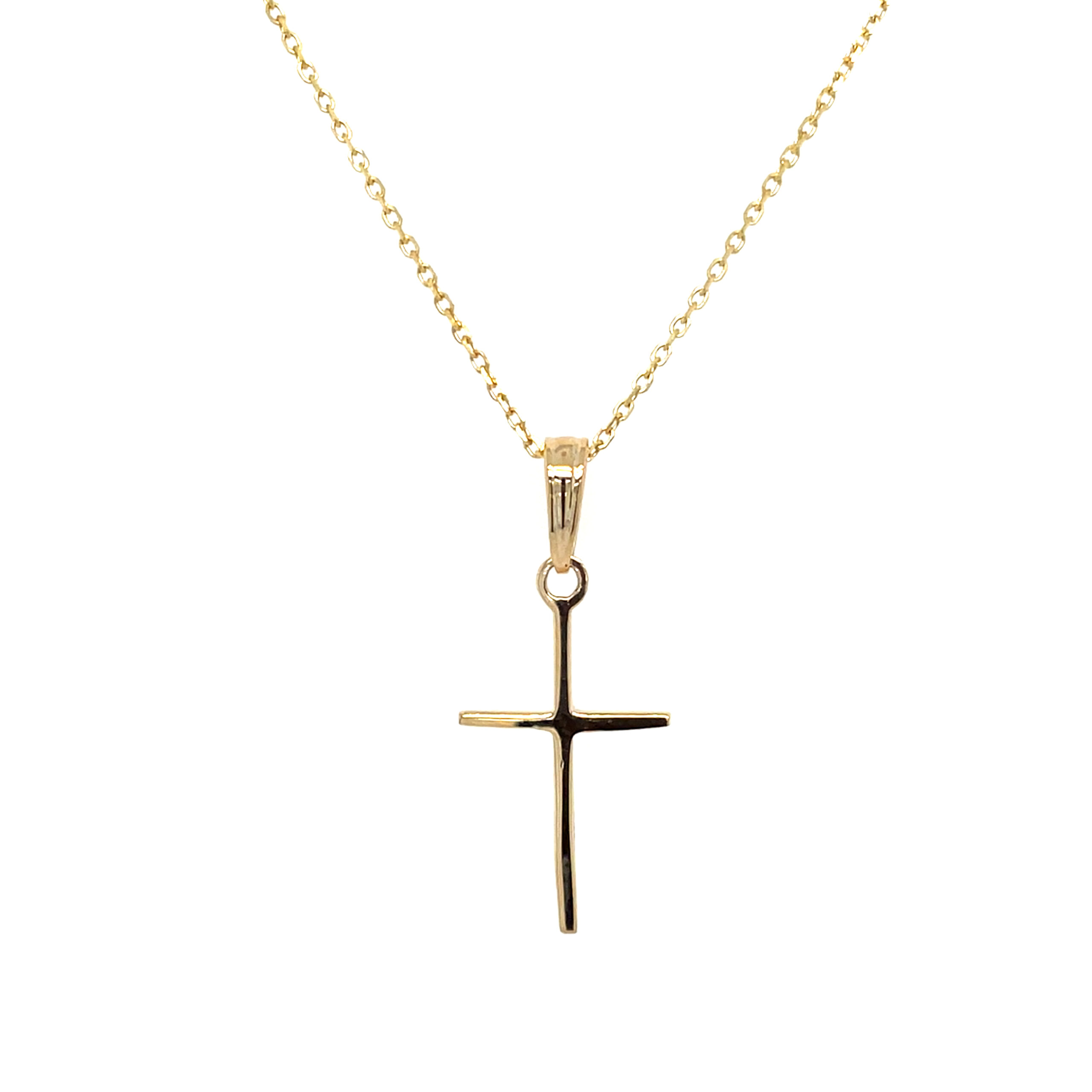 Yellow Gold Polished Cross Necklace