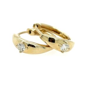 Yellow Gold Diamond Huggies