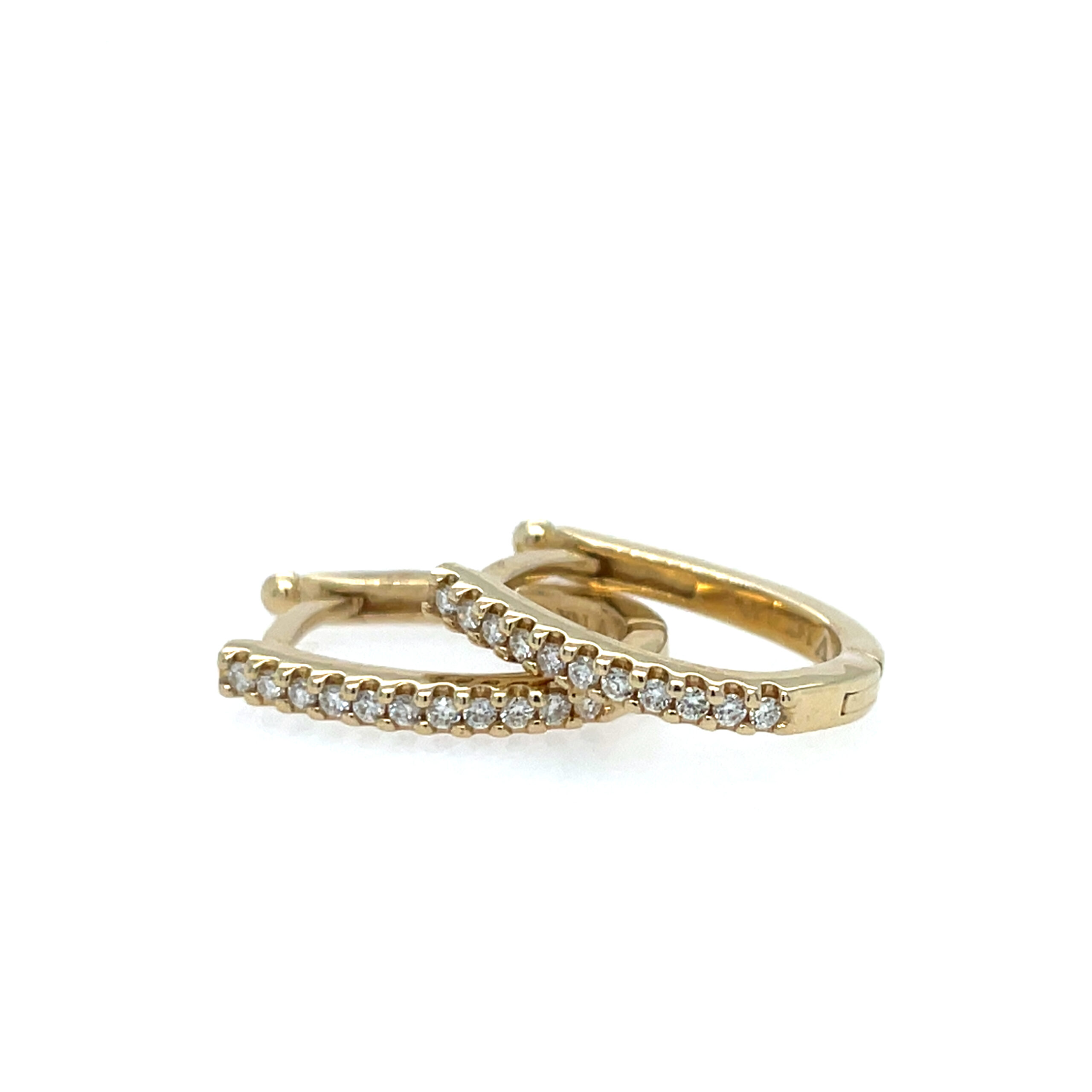 Yellow Gold 0.10 Carat Diamond Oval Huggie Hoop Earrings