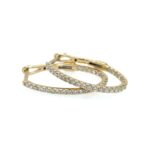 Yellow Gold 0.30 Carat Diamond Oval Hoop Earrings