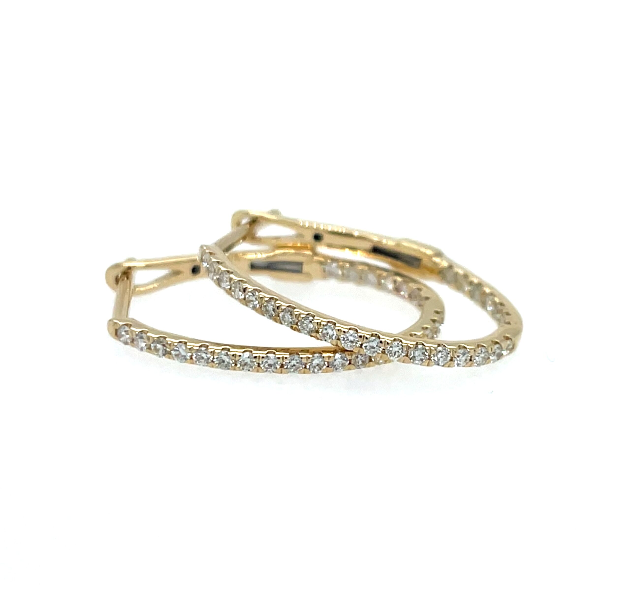 Yellow Gold 0.30 Carat Diamond Oval Hoop Earrings