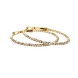 Yellow Gold 0.50 Carat Diamond Oval Hoop Earrings