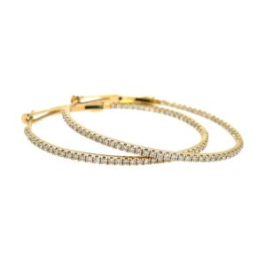 Yellow Gold 0.70 Carat Diamond Oval Hoop Earrings