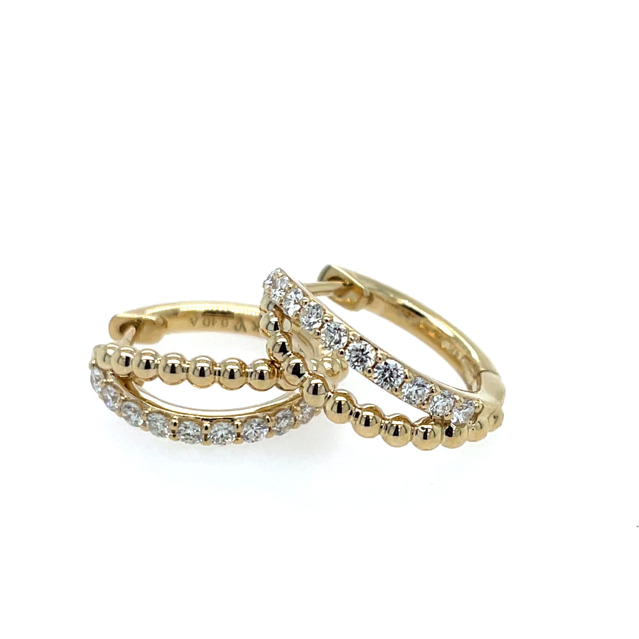 Yellow Gold Diamond Double Hoop Earrings