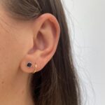 White Gold Sapphire Stud Earrings with Milgrain Detailing