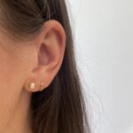 Yellow Gold Pearl Stud Earrings