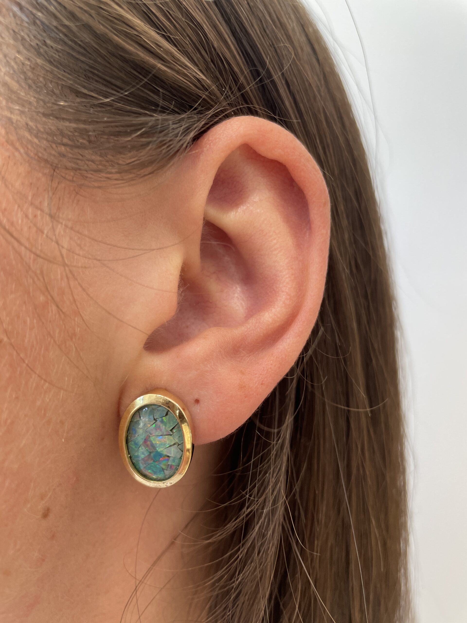 Yellow Gold Opal Mosaic Earrings
