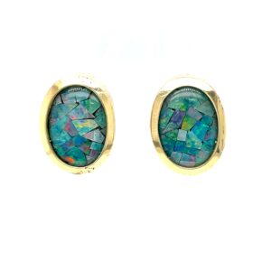 Yellow Gold Opal Mosaic Earrings