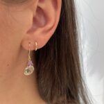 Yellow Gold Green & Purple Amethyst Earrings