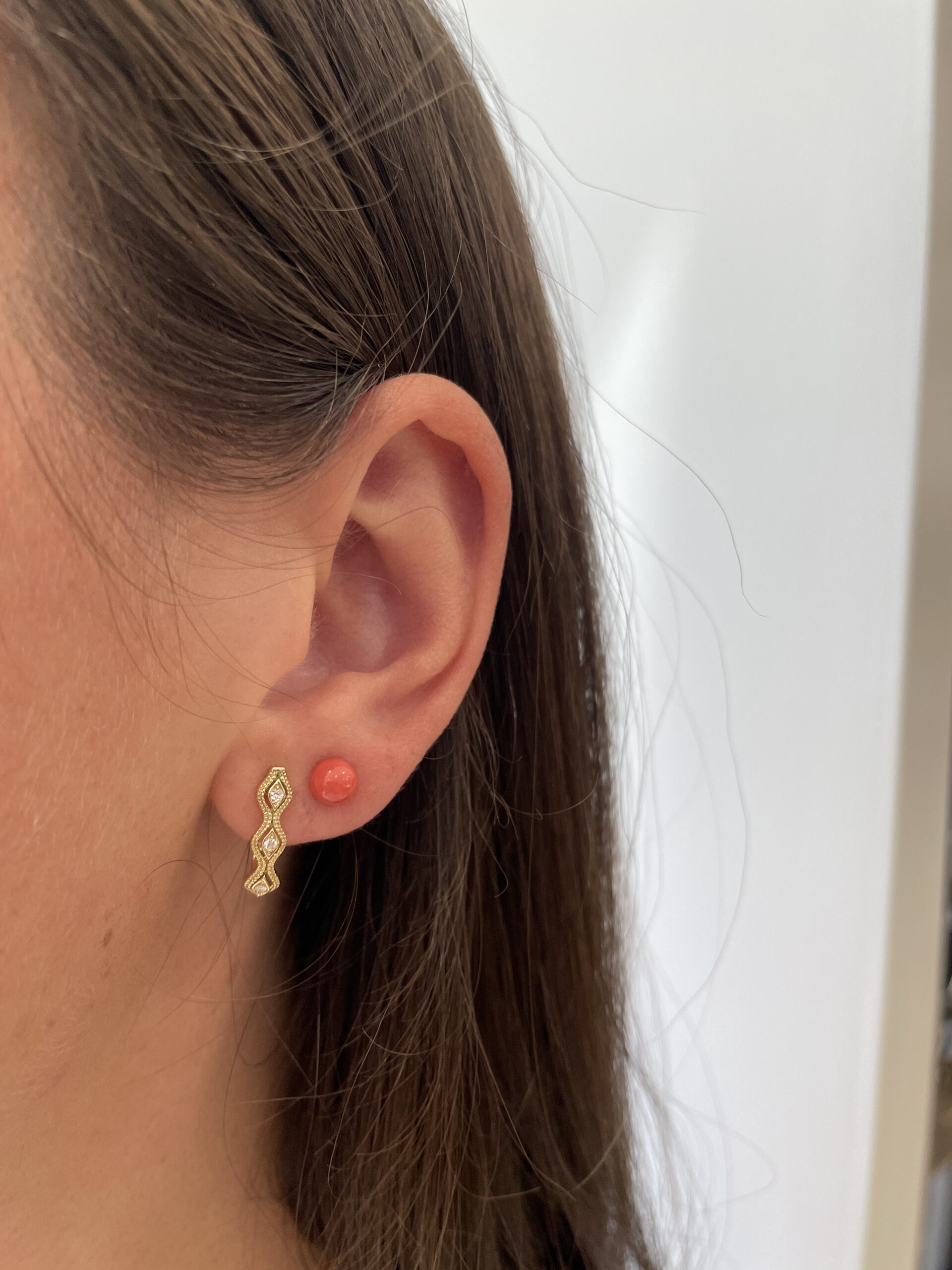 White Gold Coral Earrings