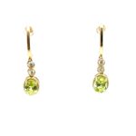 Yellow Gold Peridot Earrings with Diamonds