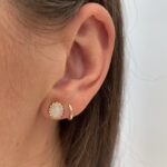 Yellow Gold Opal Earrings with Diamond Halos