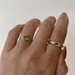 Yellow Gold Peridot Ring with Diamonds