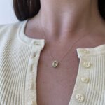 Yellow Gold Peridot Necklace with Diamond Halo