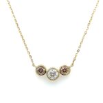 Yellow Gold White & Brown Diamond Necklace