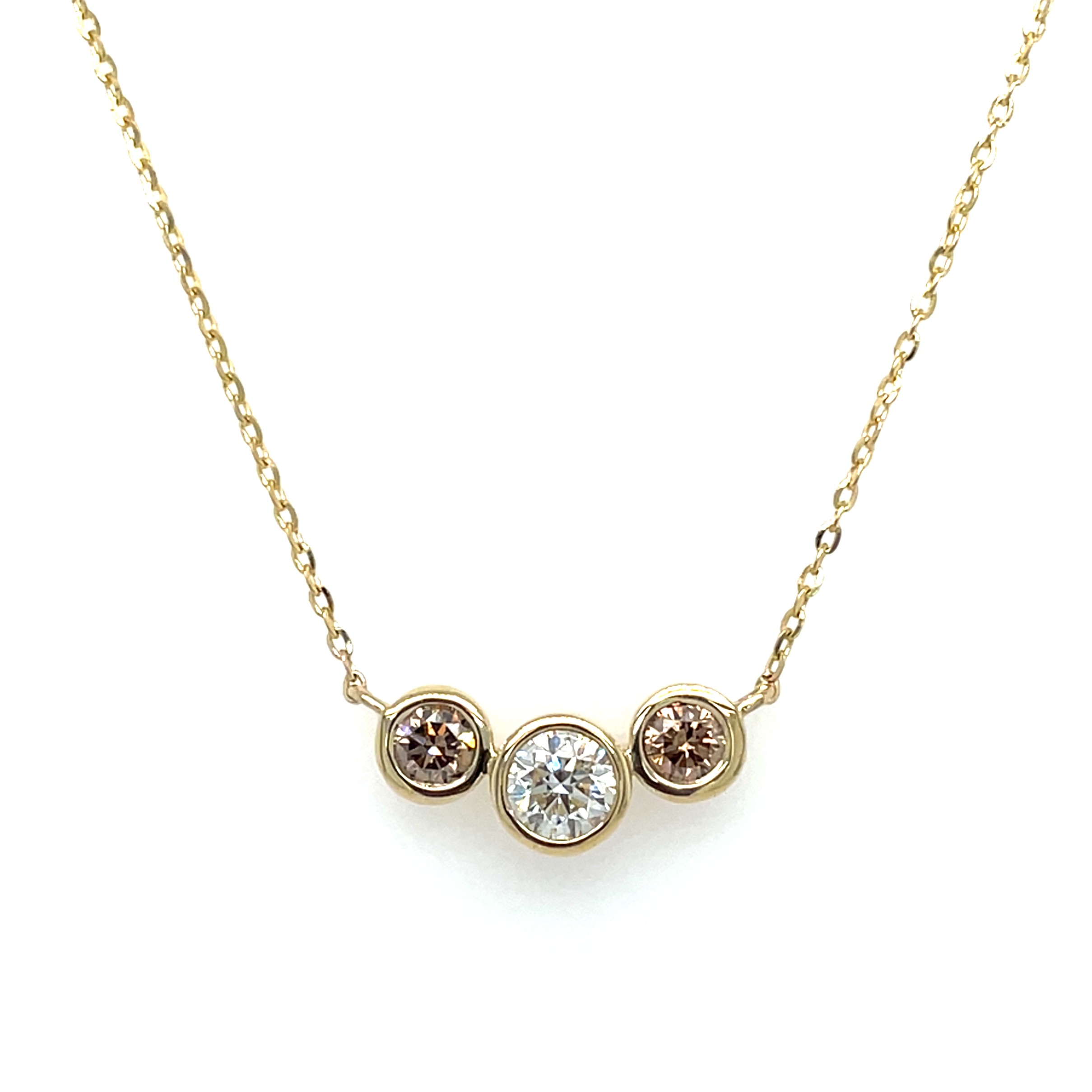 Yellow Gold White & Brown Diamond Necklace