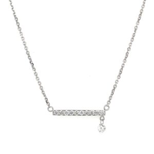 White Gold Diamond Bar Necklace