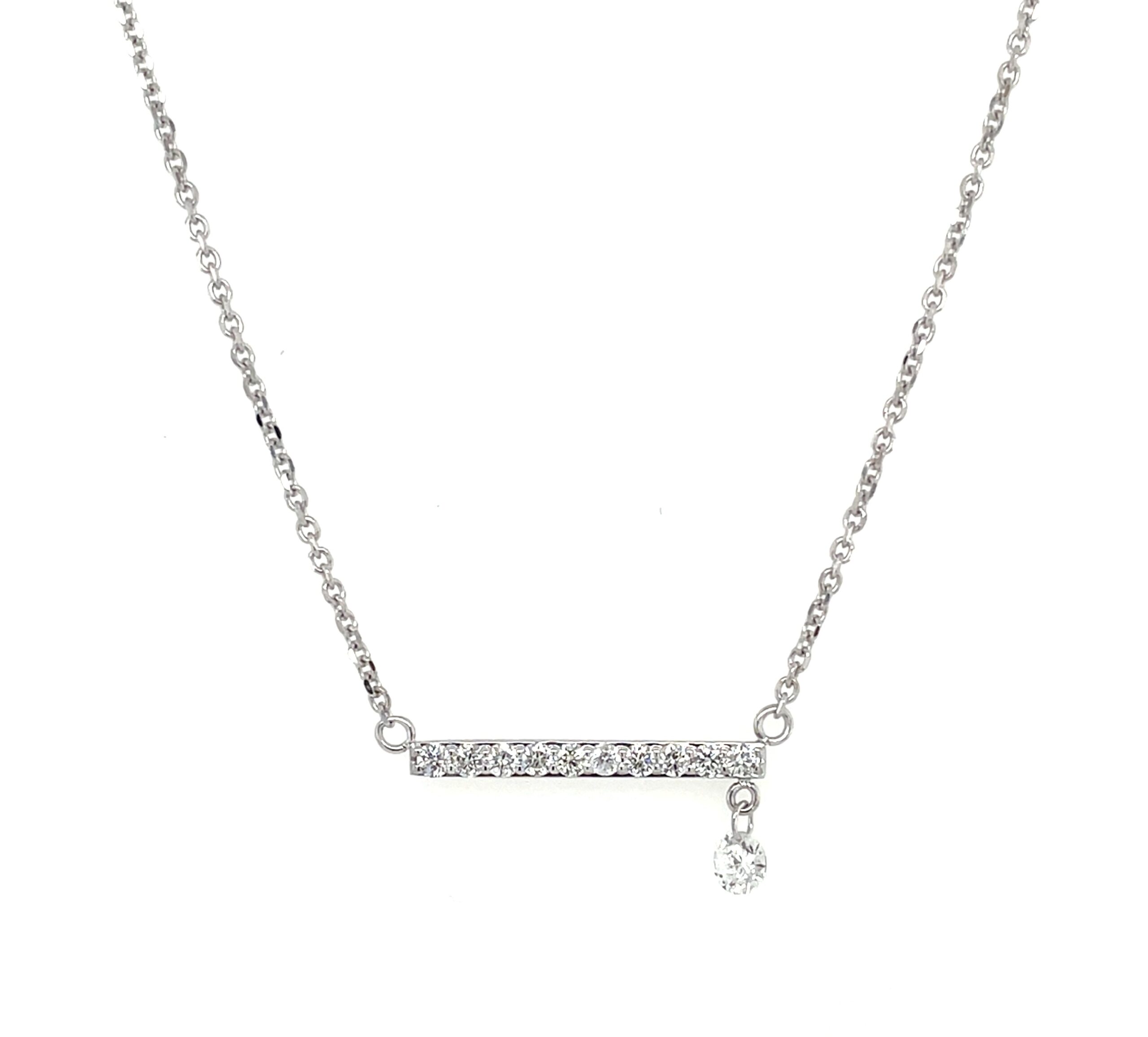 White Gold Diamond Bar Necklace