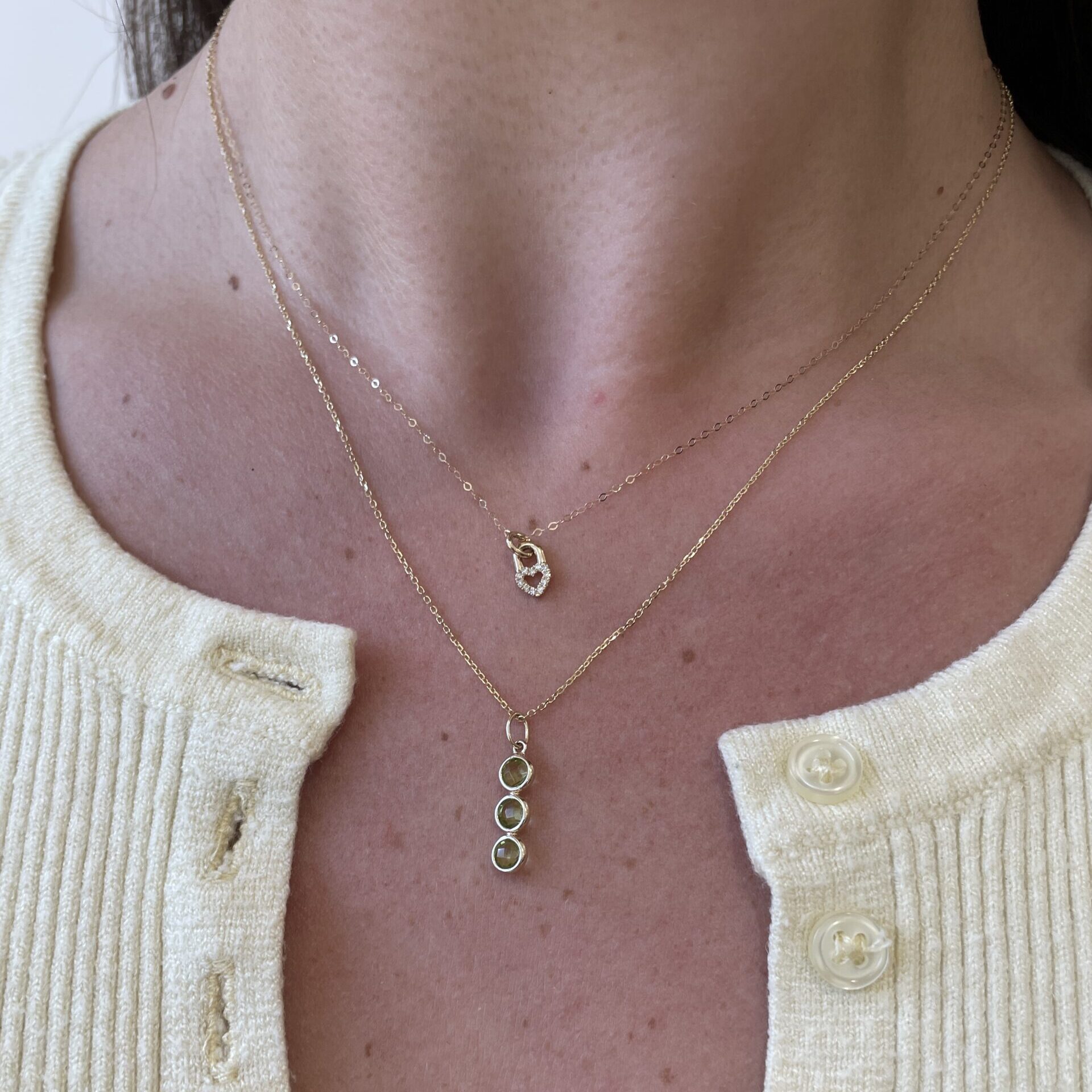 Yellow Gold Heart Pendant Necklace with Diamonds