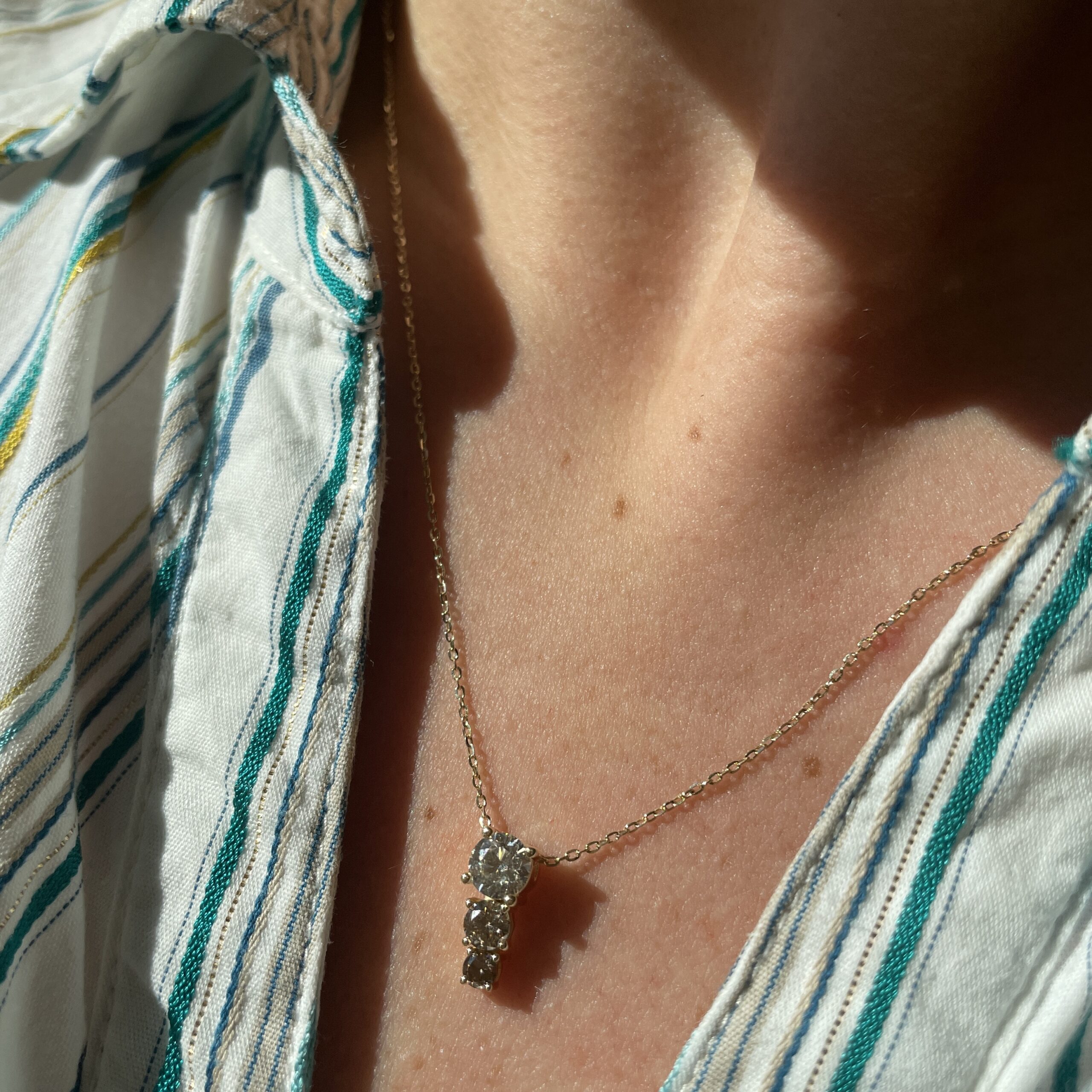 Yellow Gold White & Brown Diamond Necklace