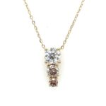 Yellow Gold White & Brown Diamond Necklace