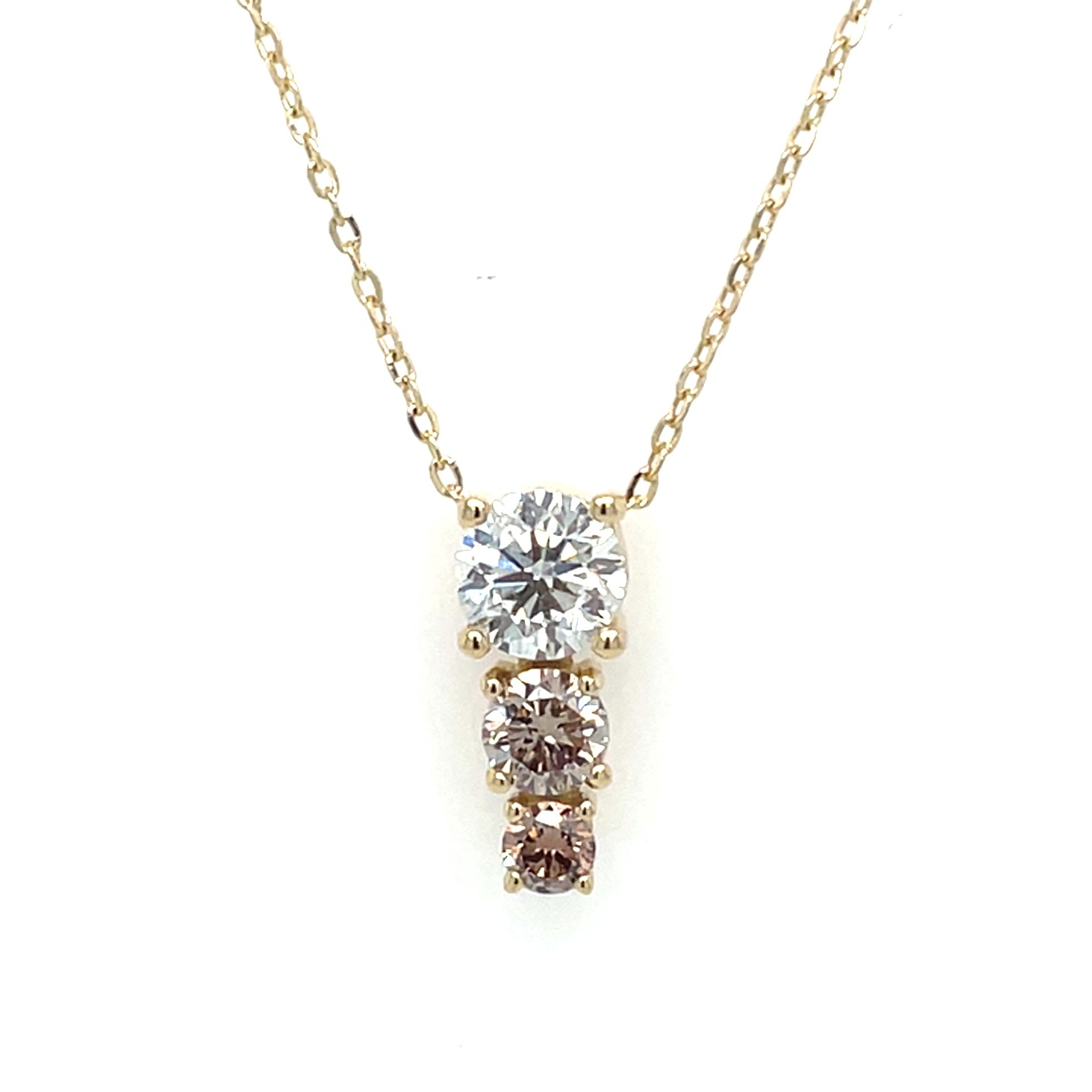 Yellow Gold White & Brown Diamond Necklace